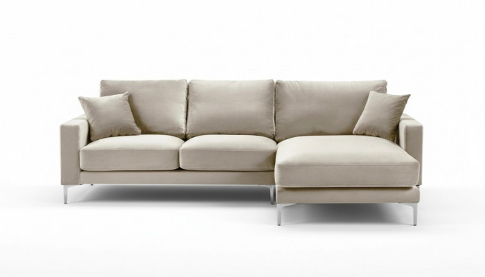 Wunnzëmmer Design Setzer Polster Sofa Couch Beige Ecksofa Stoff Eckgarnitur Nei