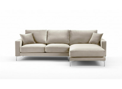 Wunnzëmmer Design Setzer Polster Sofa Couch Beige Ecksofa Stoff Eckgarnitur Nei