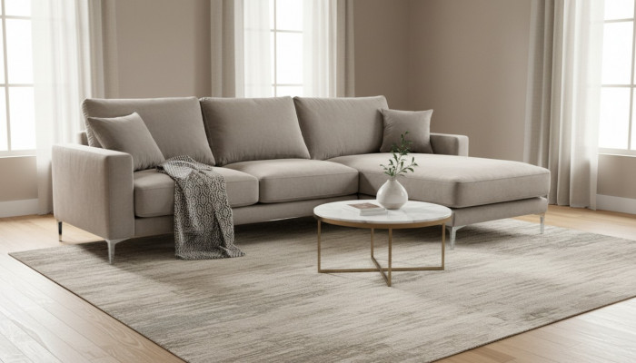 Beige Eckcouch Stoff Wunnzëmmer Design Couches Polstersofa Sofas Eckgarnitur Nei