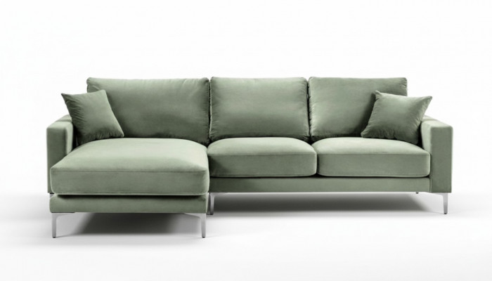 Salbeigréng Ecksofa Stoff Design Couchen Polstersofa Sofaen Nei Gréng Wunnzëmmer