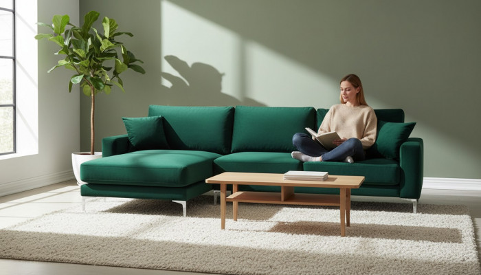 Loft Sofa Luxus Eckcouch Miwwel Eckgarnitur Samt Couchen sofas gréng Wunnzëmmer