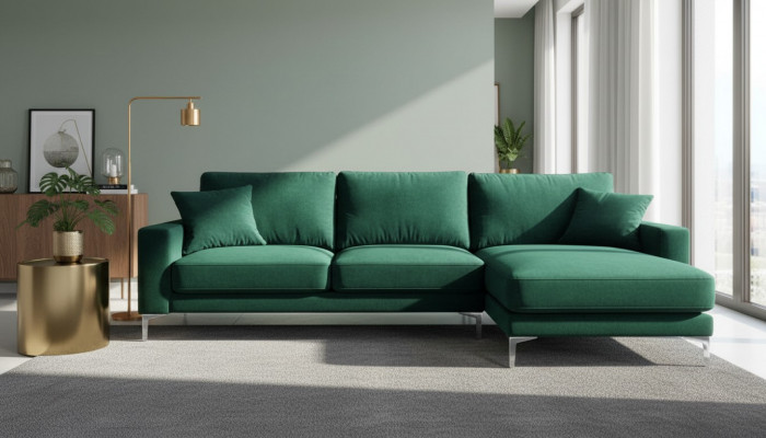 Loft Sofa Luxus Eckcouch Miwwelen Eckgarnitur Samt Couchen Wunnzëmmer Sofae gréng