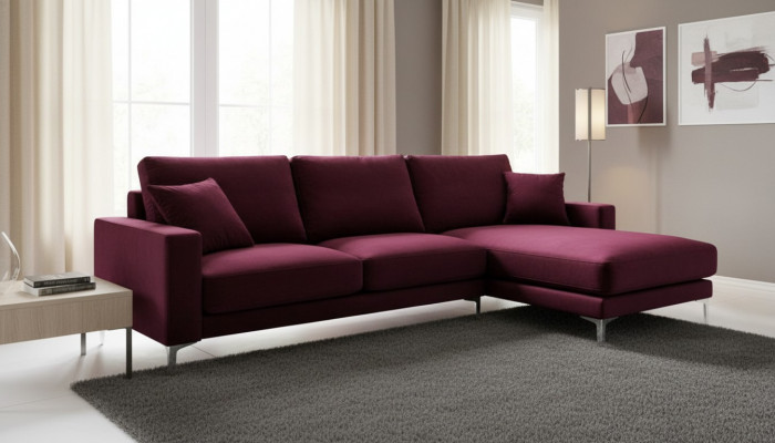 Bordeaux rout Design Couchen Këssen Sofa Sofas bordaux Ecksofa Stoff Wunnzëmmer