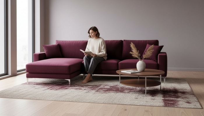 Rout Burgund Ecksofa Design Couches Polster Sofa Sofae Italienesch Miwwelen Design