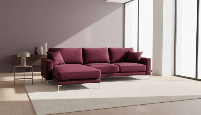 Rout Burgund Ecksofa Design Couches Polster Sofa Sofae Italienesch Miwwelen Design