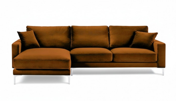 Orange Ecksofa Stoff Wunnzëmmer Design Couchen Polstersofa Sofae Orange Samt