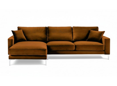 Orange Ecksofa Stoff Wunnzëmmer Design Couchen Polstersofa Sofae Orange Samt