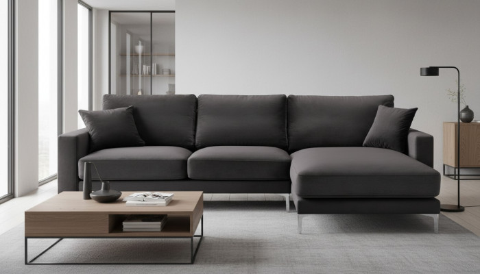 Schwaarze Samt Ecksofa Stoff Wunnzëmmer Design Couchen Polstersofa Sofas Nei