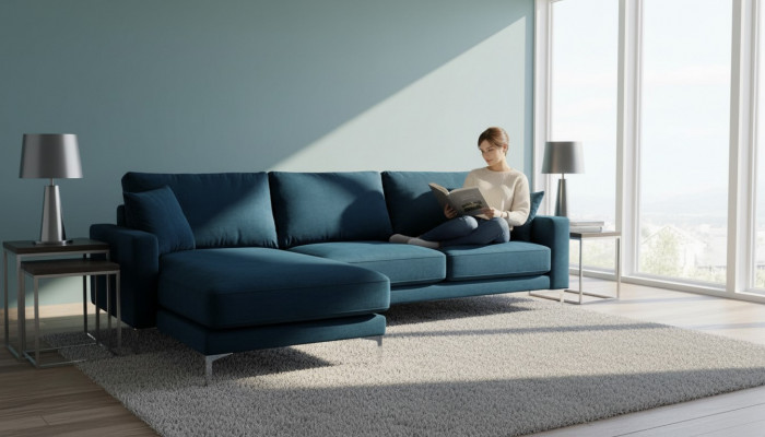 Sofaen Nei Kreativ Türkis Ecksofa Stoff Wunnzëmmer Design Couchen Polster Sofa