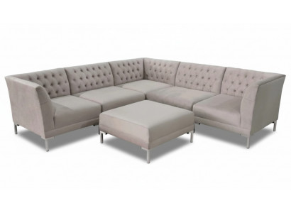 Eckcouch Chesterfield Hocker 2tlg. Set Textil Stoff Couchen Sofas Eckgarnitur Nei
