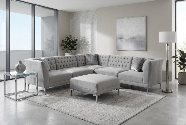 Ecksofa Hocker Gro Big Textil Stoff Chesterfield Canapéen Miwwelen Fouss-Hocker Canapéen
