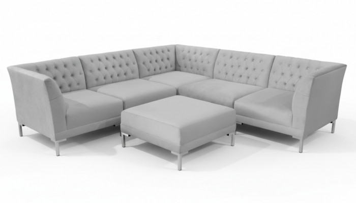 Ecksofa Hocker Gro Big Textil Stoff Chesterfield Canapéen Miwwelen Fouss-Hocker Canapéen