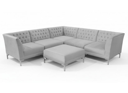 Ecksofa Hocker Gro Big Textil Stoff Chesterfield Canapéen Miwwelen Fouss-Hocker Canapéen