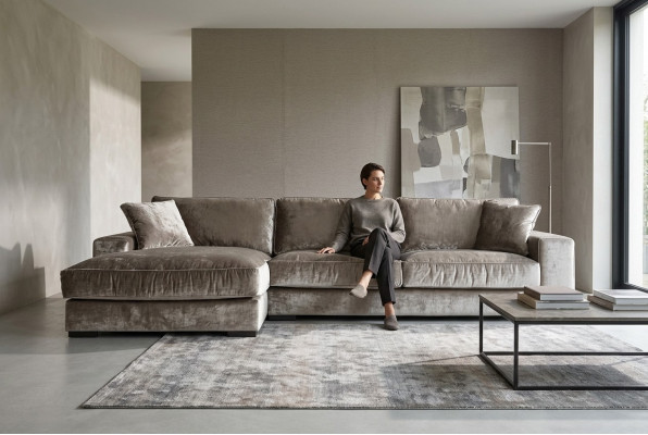 Braune Eckcouch Stoff Wunnzëmmer Design Couchen Polstersofa Sofaen Italienesch