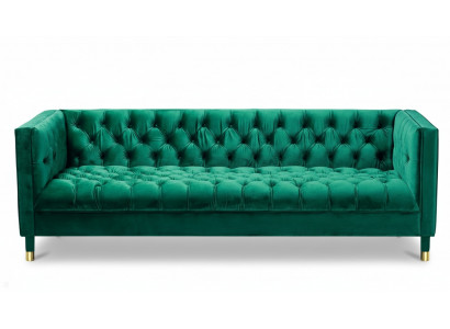Gréng dräi-Sëtzer Stoff Chesterfield Design Canapéen Polster Sofas Wunnzëmmer 230cm