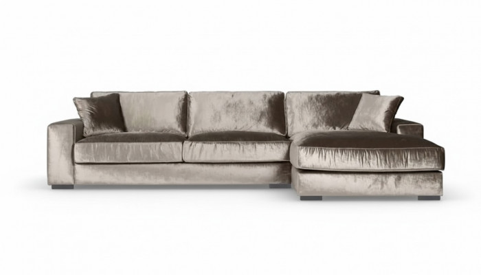 Braune Ecksofa Stoff Stuff wéi Vëludo mat engem modernen Design, gëeegent fir de Wunnzëmmer. Italienesch Design Canapéë mat Polster Sofas.