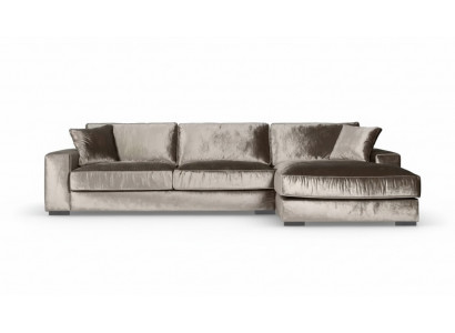 Braune Ecksofa Stoff Stuff wéi Vëludo mat engem modernen Design, gëeegent fir de Wunnzëmmer. Italienesch Design Canapéë mat Polster Sofas.