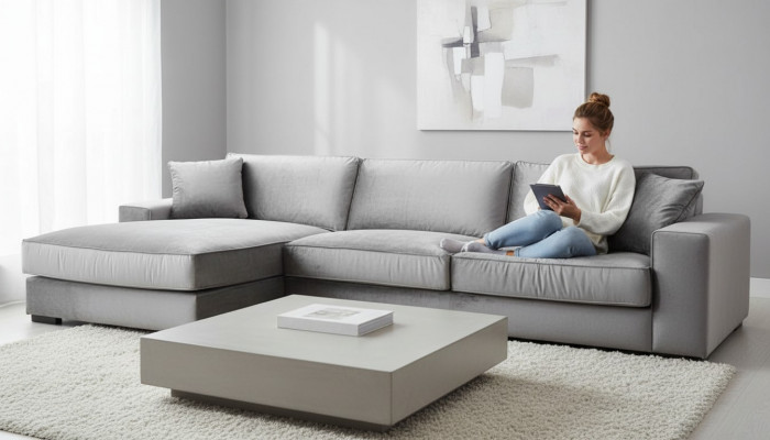 Italienesche Stil Miwwelen Ecksofa Stoff Wunnzëmmer Design Couchen Polstersofaen