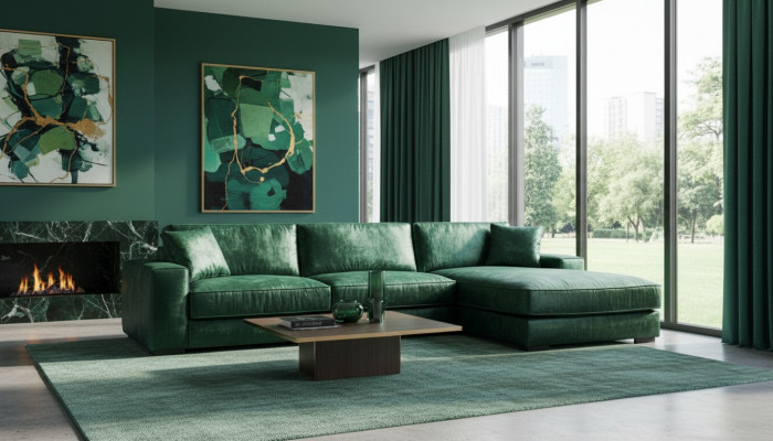 Gréng Wénkel-Canapé Stoff Wunnzëmmer Design Sofa Polster Canapéen Grouss Samt Nei