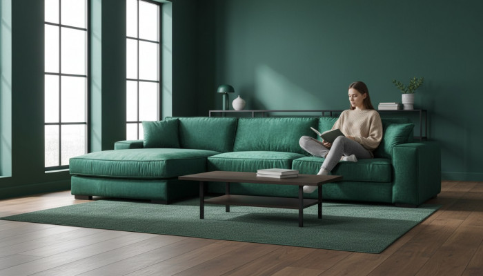 Ecksofa Sofas Italienesch Miwwelen Stoff Wunnzëmmer Couchen Polster Sofa Gréng Nei