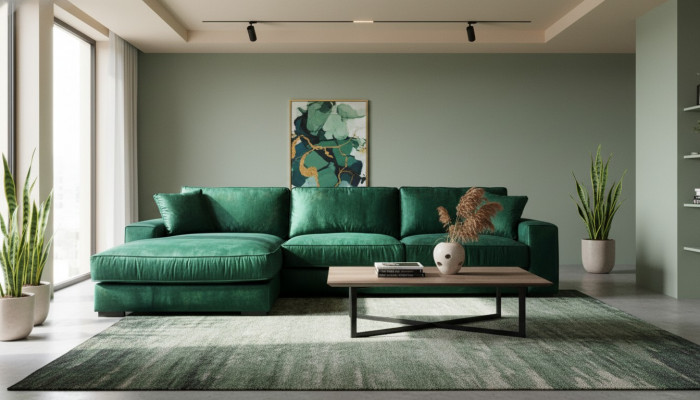 Ecksofa Sofas Italienesch Miwwelen Stoff Wunnzëmmer Couchen Polster Sofa Gréng Nei
