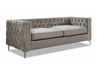 Chesterfield Dräisëtzer modern Miwwelen Textilstoff Samt Wunnzëmmer Luxus Couchen