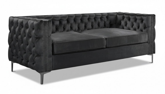Schwaarz Chesterfield Couch Luxus Samt Stoff Couchen Sofa Set Sofas Polster Neit