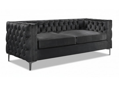 Schwaarz Chesterfield Couch Luxus Samt Stoff Couchen Sofa Set Sofas Polster Neit