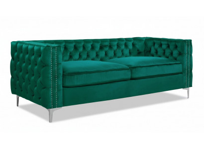 Gréng Chesterfield Couch Luxus Samt Stoff Couchen Sofa Set Knäpper Polster Nei