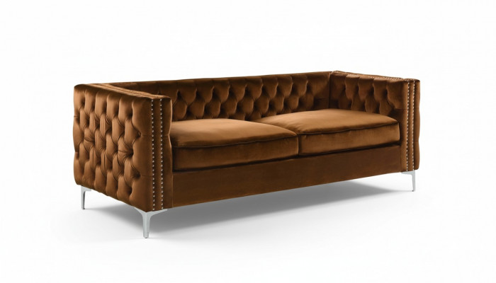 Orange Chesterfield Couch Luxus Samt Stoff Couchen Sofa Set Knäppchen Polster Nei