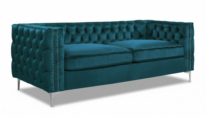 Türkis Chesterfield Couch Luxus Samt Stoff Couchen Sofa Set Knäpper Polster Nei