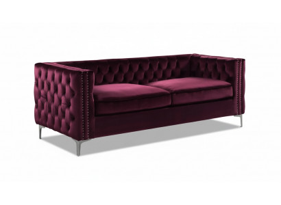 Bordeaux Chesterfield Canapé Luxus Samt Stoff Couchen Sofa Set Knäpper Polster Nei