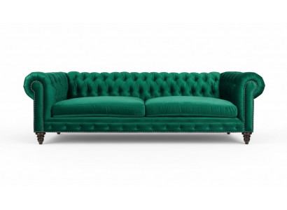 Chesterfield Sofa Grénge Textilstoff Canapéen Kreativ Miwwelen 3-Sëtzer Nei Sofas