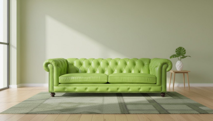 Wunnzëmmer Chesterfield Canapé Gréng Grouss Premium Lieder Designer Miwwelen 4-Sëtzer Nei
