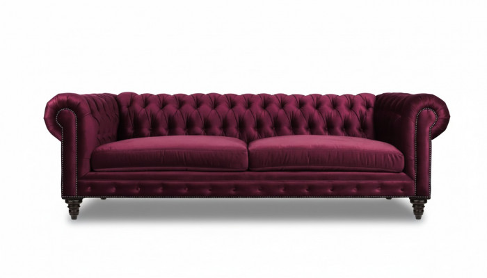 Canapéen Textil Stoff Canapéë Kreativ Miwwelen 3-Sitzer Nei Chesterfield Canapé Burgunderfaarweg