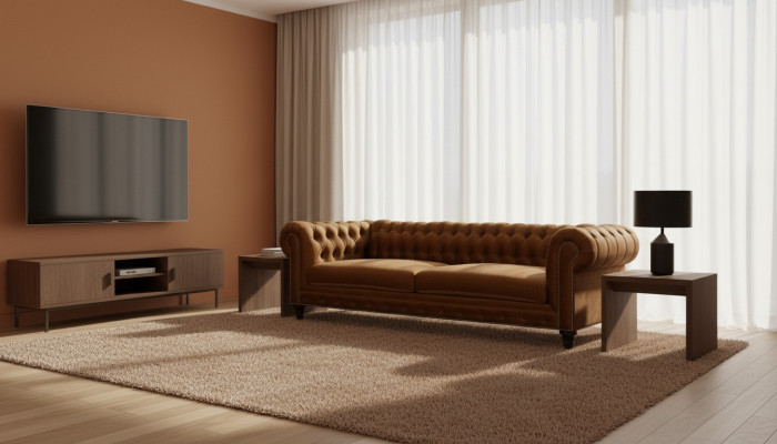 Chesterfield Drësëtzeger Kreativ Miwwelen Textilstoff Orange Neit Wunnzëmmer Modern