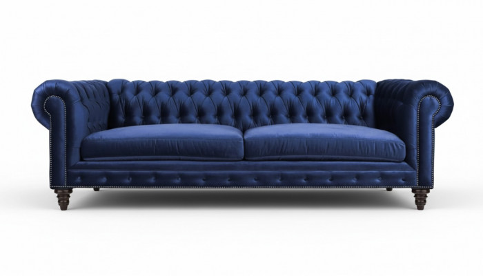 Chesterfield Dräisëtzer Blo Nei Wunnzëmmer Modern Kreativ Miwwelen Textil Stoff