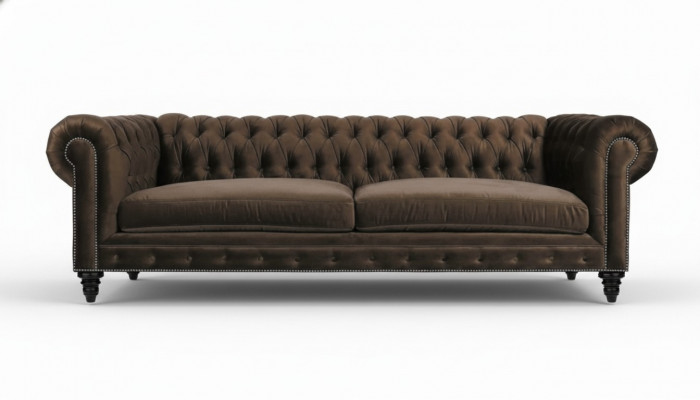 Chesterfield Braun Neit Wunnzëmmer Modern Dräisëtzeger Kreativ Miwwelen Textil Stoff