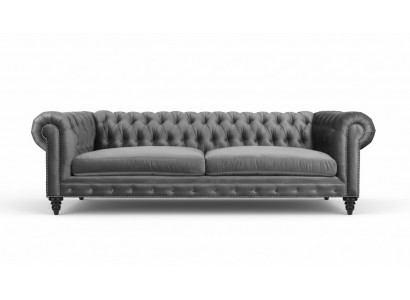 Dreisëtzer Chesterfield Kreativ Miwwelen Textil Stoff Gro Neit Wunnzëmmer Modern