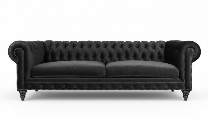 Chesterfield Schwaarz Wunnzëmmer Modern Dräisëtzer Kreativ Miwwelen Textil Stoff