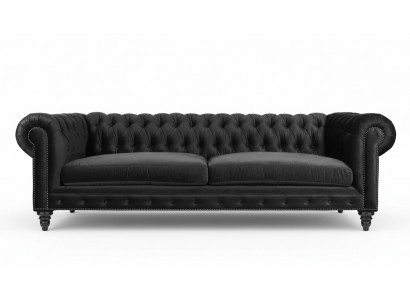Chesterfield Schwaarz Wunnzëmmer Modern Dräisëtzer Kreativ Miwwelen Textil Stoff