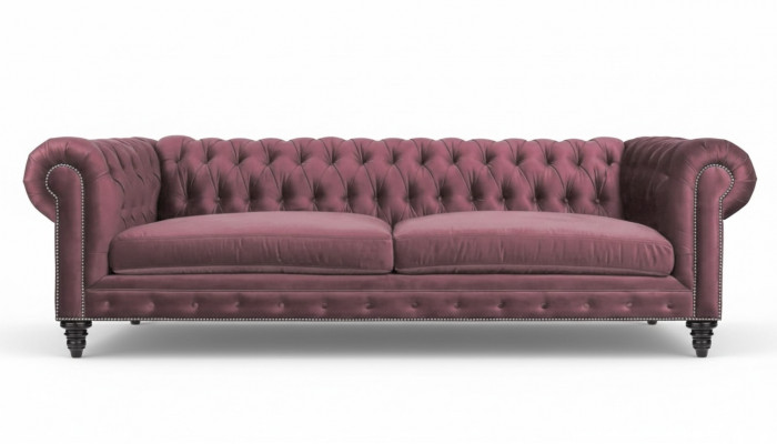 Chesterfield Kreativ Miwwelen Textil Stoff Rosa Sofa Wunnzëmmer Modern Dräisëtzer