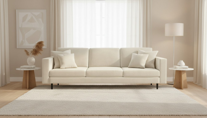 Beige Véiersëtzeger Sofa Stoff Wunnzëmmer Design Couchen Polster Sofas Neie Stoff