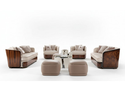 Canapé 3 Sëtzer Beige Wunnzëmmer Modern Design Couchen Luxus Miwwelen Ledercanapé Nei