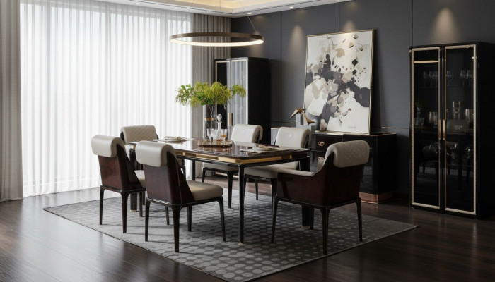 Iessdësch Braun Designer Dëscher Modernen Design Miwwelen Luxus Iesszëmmer