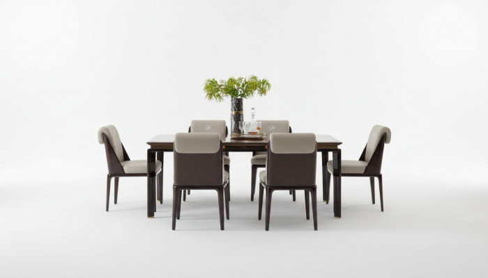 Iessdësch Braun Designer Dëscher Modernen Design Miwwelen Luxus Iesszëmmer