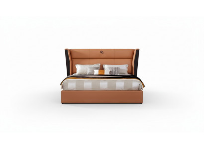 Bett Lieder Orange Schlofzëmmer Kreativ Modern Design Miwwelen Holz Luxus Better