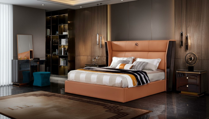 Liederbett Schlofzëmmer Miwwelen Design Grupp 3tlg. Set 2x Nuetsdëscher