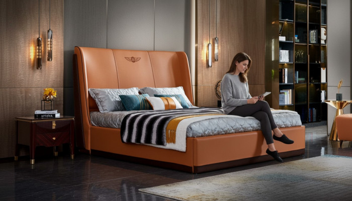 Bett Orange Schlofkummer Nei Kreativ Modern Design Miwwelen Holz Luxus Better