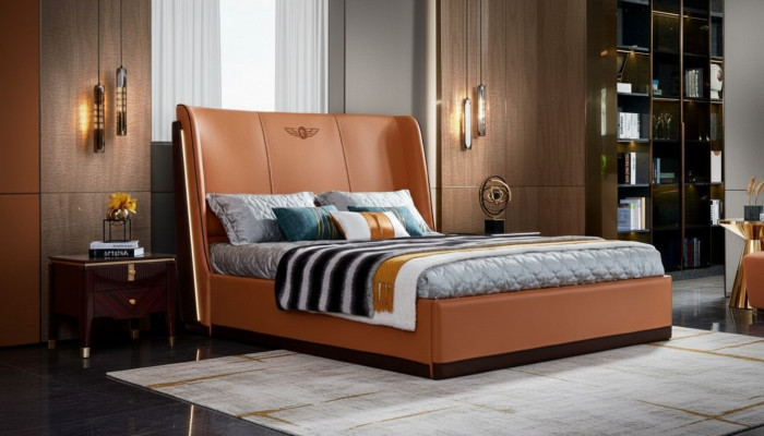 Bett Orange Schlofkummer Nei Kreativ Modern Design Miwwelen Holz Luxus Better